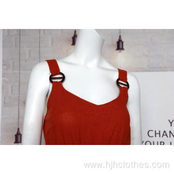 Woven Linen Jumpsuit For Ladies